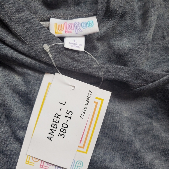 Lularoe Amber Kill‎ No Vibes Gray Hooded Sweatshirt Sz Large - Picture 3 of 6
